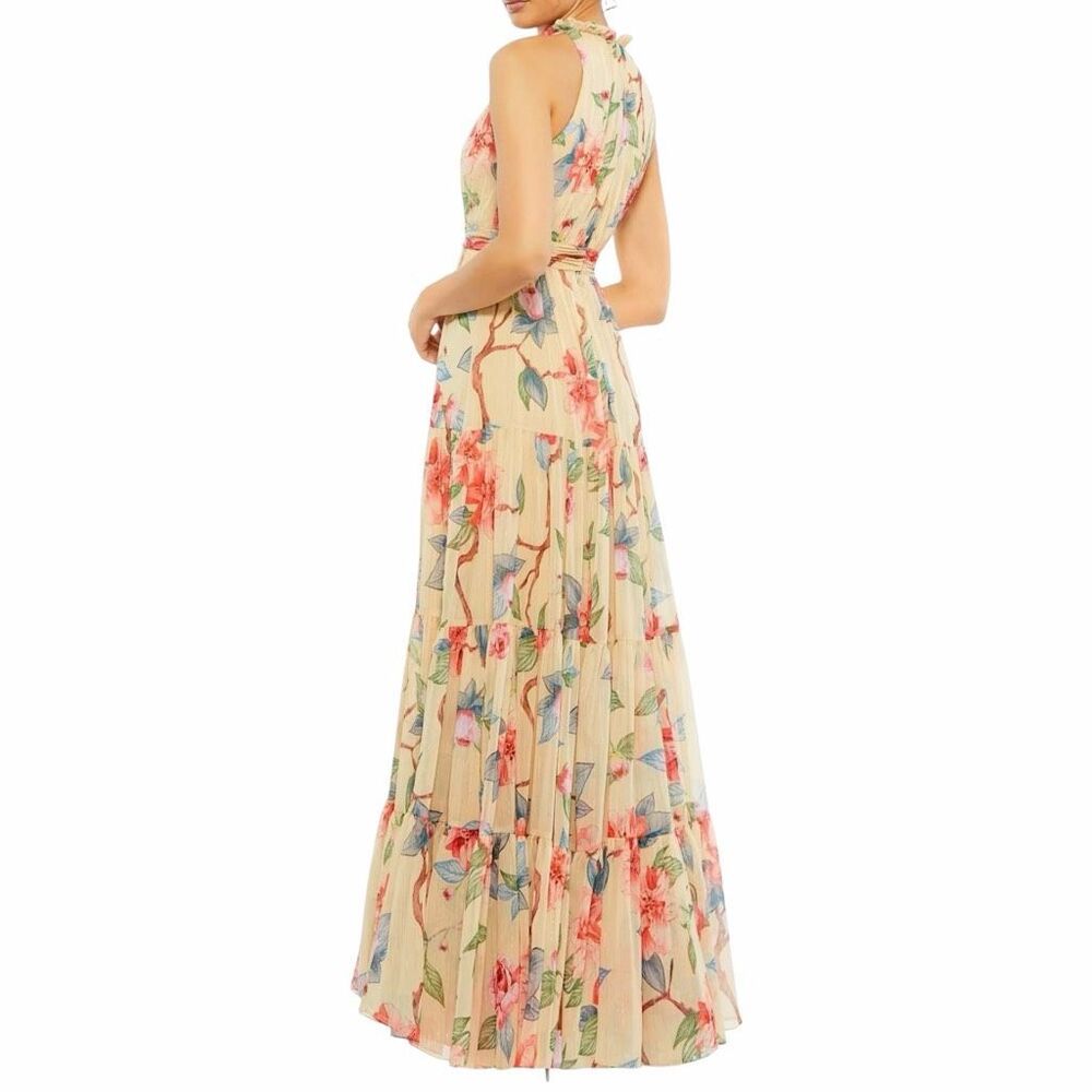 NEW Ieena Mac Duggal 70203 Floral Chiffon High Neck Maxi Dress 14 - Picture 3 of 14